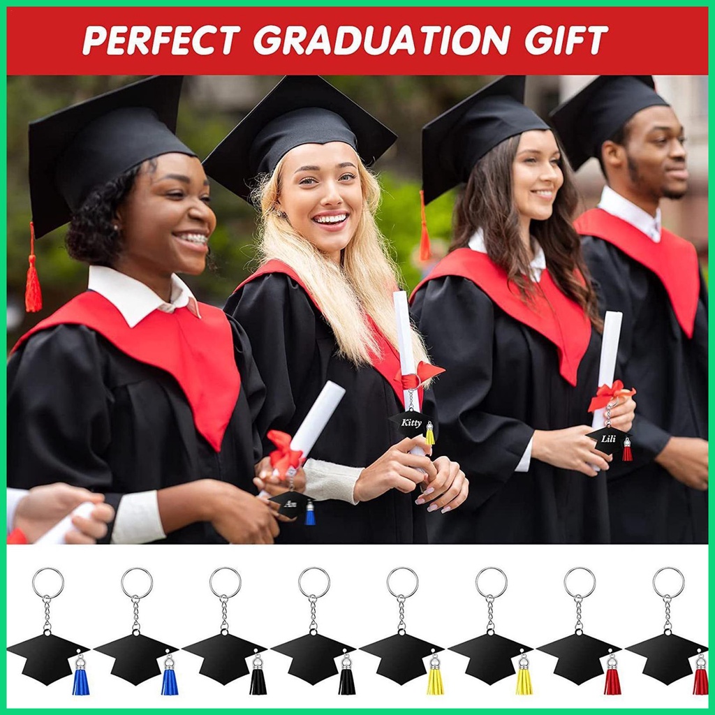 Set 24 Móc Khóa Acrylic Hình Nón Tốt Nghiệp Phối Tua Rua Cho Nam jiwvn