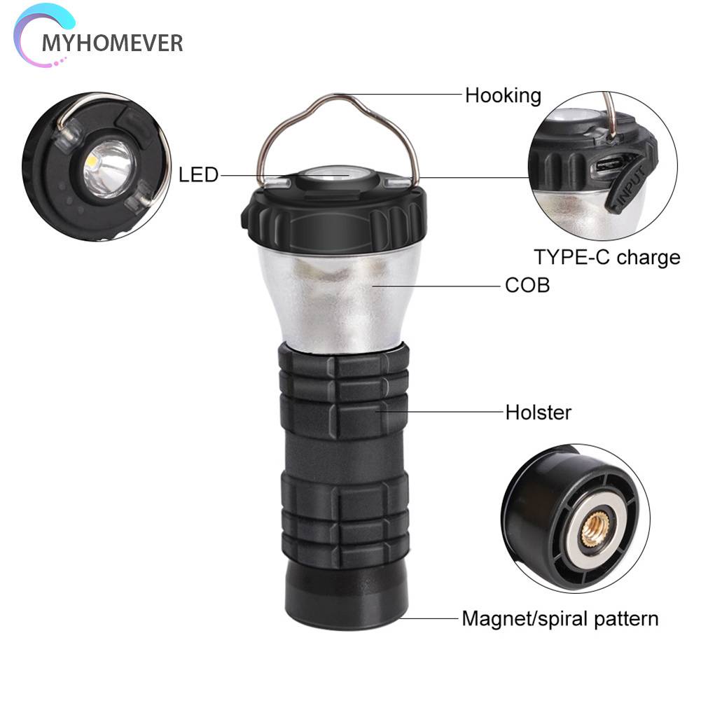 Đèn Cắm Trại 2200mAh Chống Thấm Nước 200LM Kèm Đế Chụp Đèn