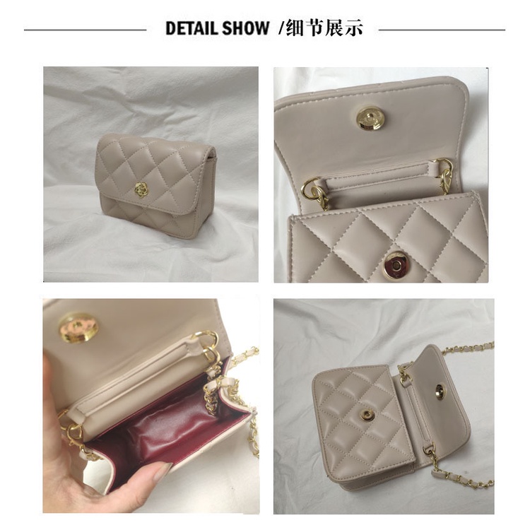 Túi Xách Đeo Vai Kiểu Vuông Nhỏ Đính Đá Phối Dây Xích Thời Trang Sành Điệu