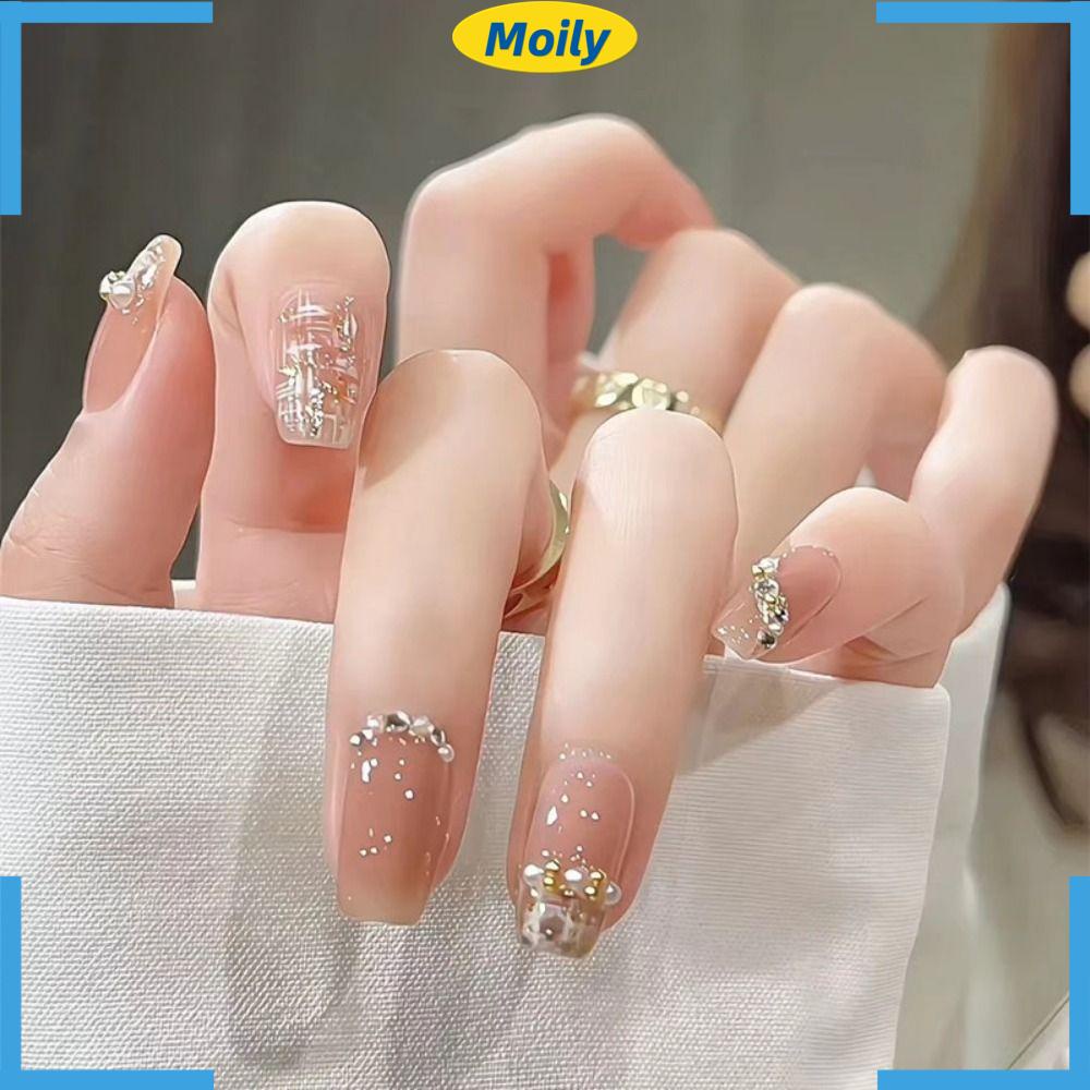 MOILYVN Móng Tay Giả Đầu Vuông Dạng Nhấn Cho Nữ