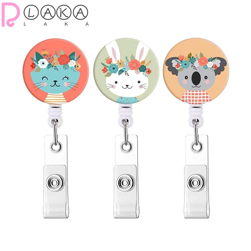 LAKAMIER Set 3 Móc Chìa Khóa Bằng ABS Bền Bỉ Hình Mèo / Thỏ Có Thể Thu Gọn Cho Văn Phòng