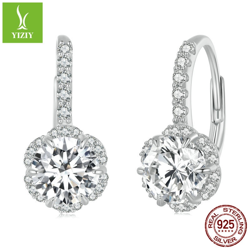 Moissanite  Bông tai Nữ 925 Bạc 1CT có thể được phát hiện bằng bút kim cương, bông tai cao quý
