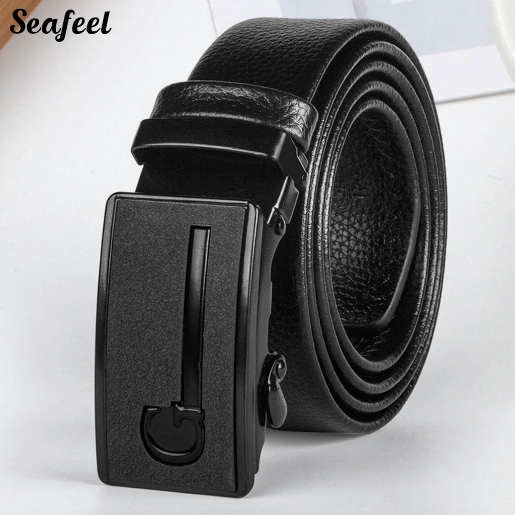 Thắt Lưng Da Màu Trơn Chống Trầy Xước Có Khóa Tự Động Điều Chỉnh Được Cho Nam