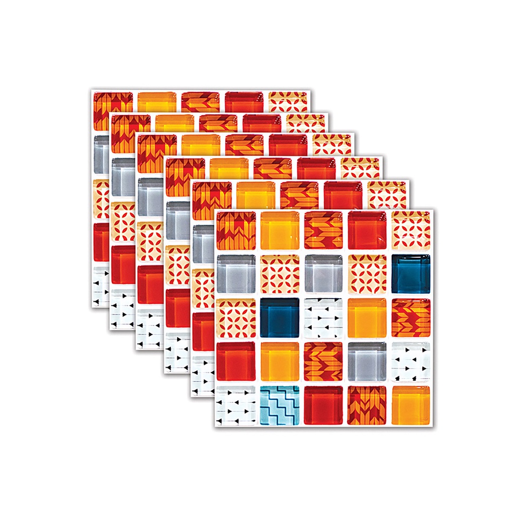 Set 6 Miếng Dán Tường PVC Chống Trượt Họa Tiết Mosaic Hiện Đại Cho Phòng Tắm