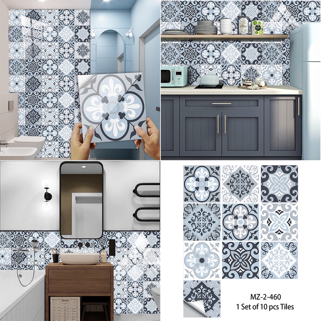 Bộ 10 Miếng Dán Tường Tự Dính Chống Nước Chống Ẩm Chống Dầu Chịu Nhiệt Độ Cứng Cao Trang Trí Nhà Cửa