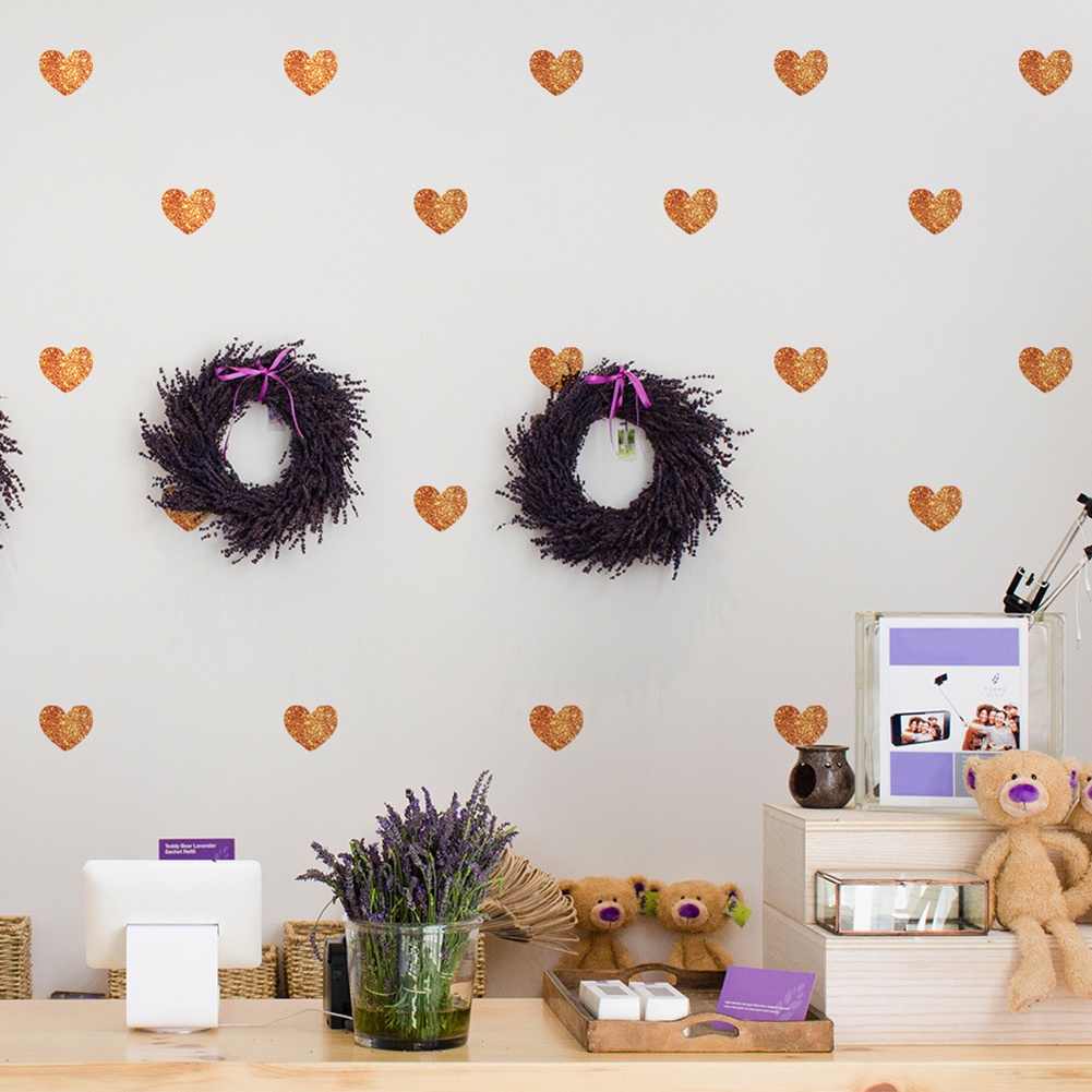 Set 45 Miếng Dán Tường Trang Trí Hình Trái Tim Tháo Rời Được