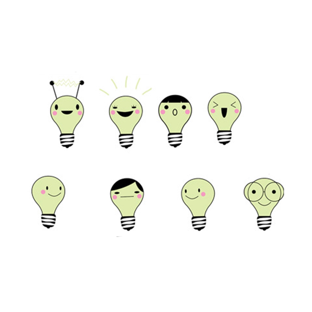 Set 8 Miếng Dán Tường Trang Trí Hình Bóng Đèn Phát Sáng Trong Tối