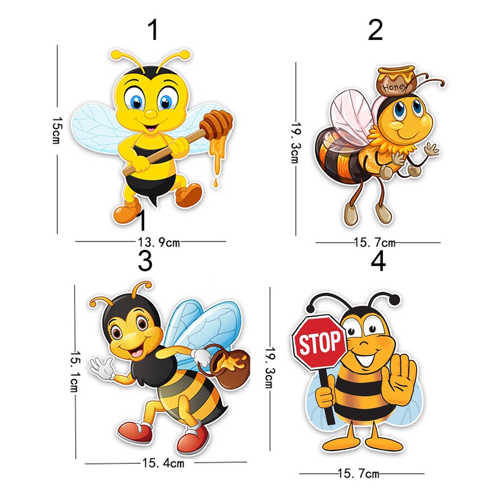 Miếng Dán Trang Trí Cửa Sổ Bằng PVC Chống Thấm Nước Hình Chú Ong Dễ Thương