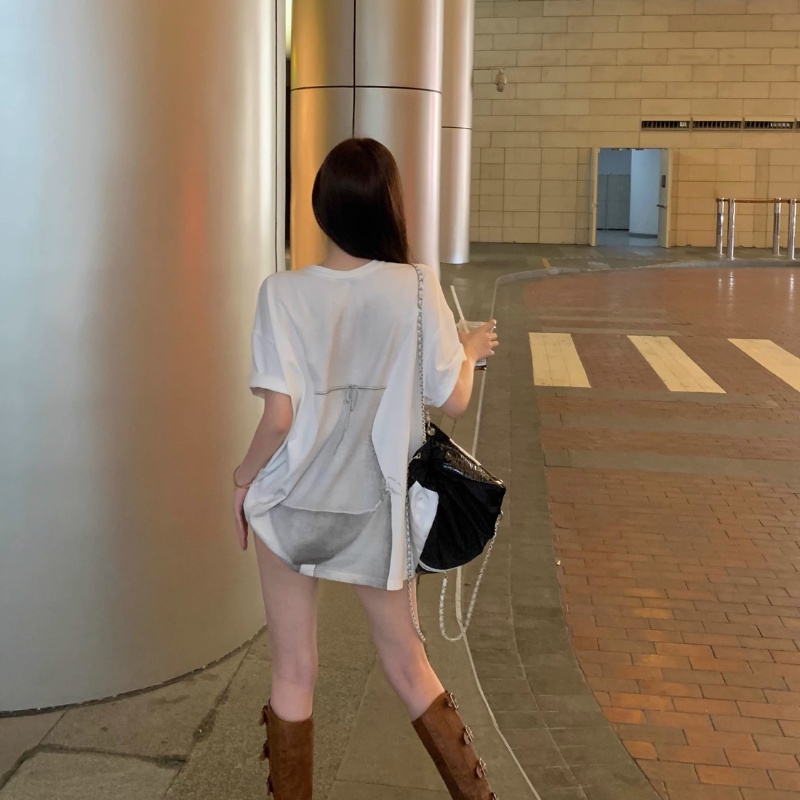 COZOK Áo Thun Ngắn Tay Dáng Rộng In Họa Tiết Kiểu retro Thời Trang Cho Nữ