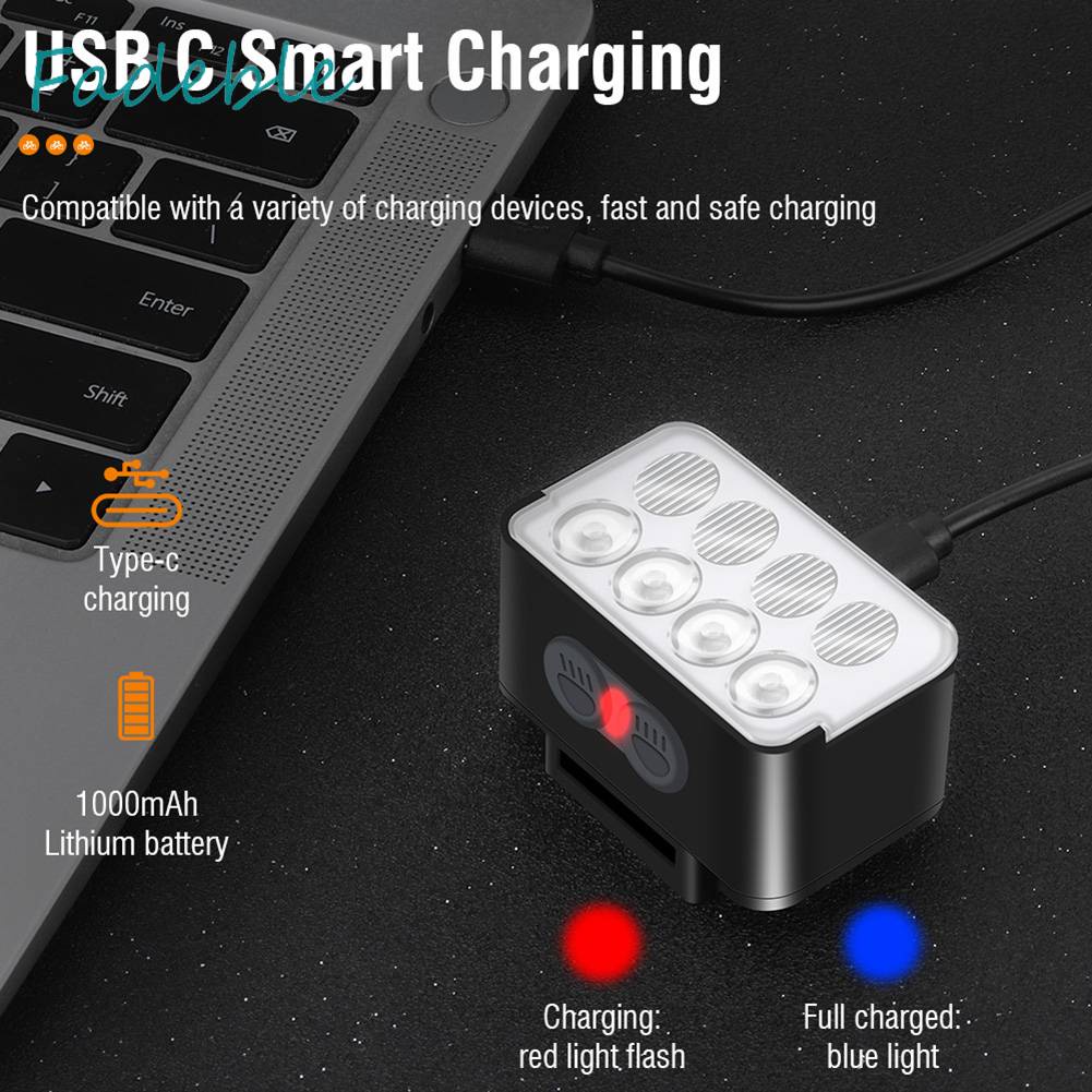 Đèn Pha 900LM LED TYPE-C 1000mAh IPX6 Chống Nước Có Thể Sạc Lại Cho Xe Đạp