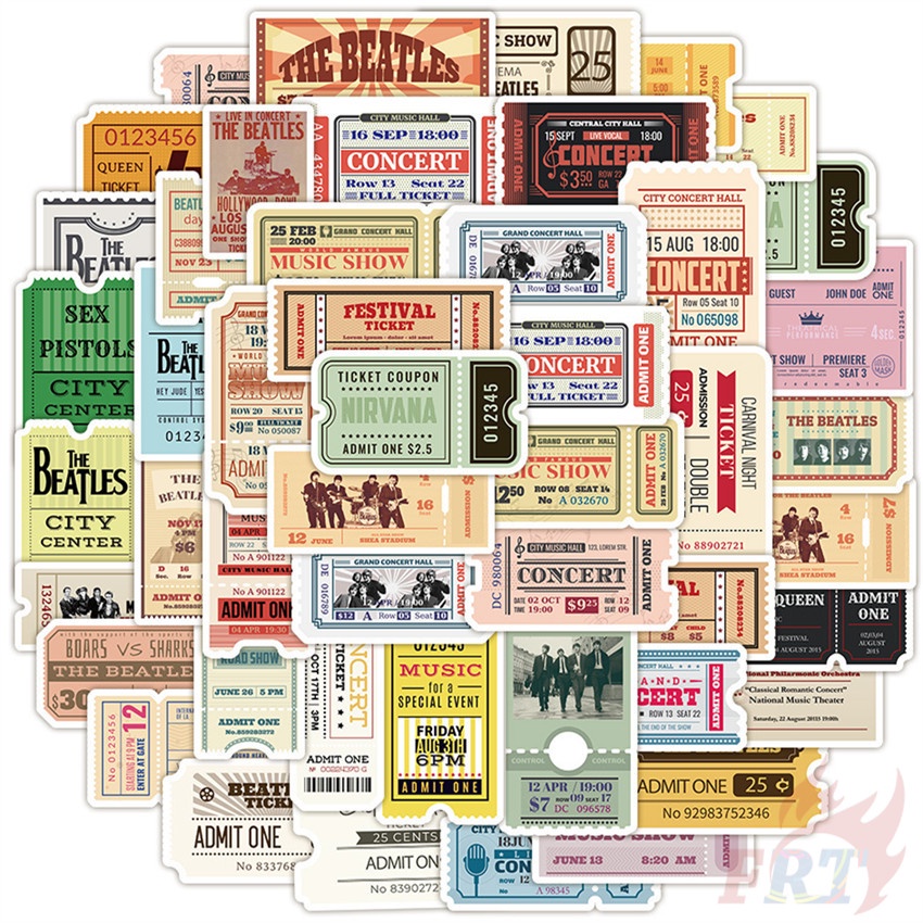 ❉ Băng Đô Rock Band. Bộ 01 Sticker Dán Trang Trí Hình Vé Máy Bay Cổ Điển 01 ❉ Bộ 60 Miếng Dán Chống Thấm Nước Họa Tiết Doodle Thời Trang DIY