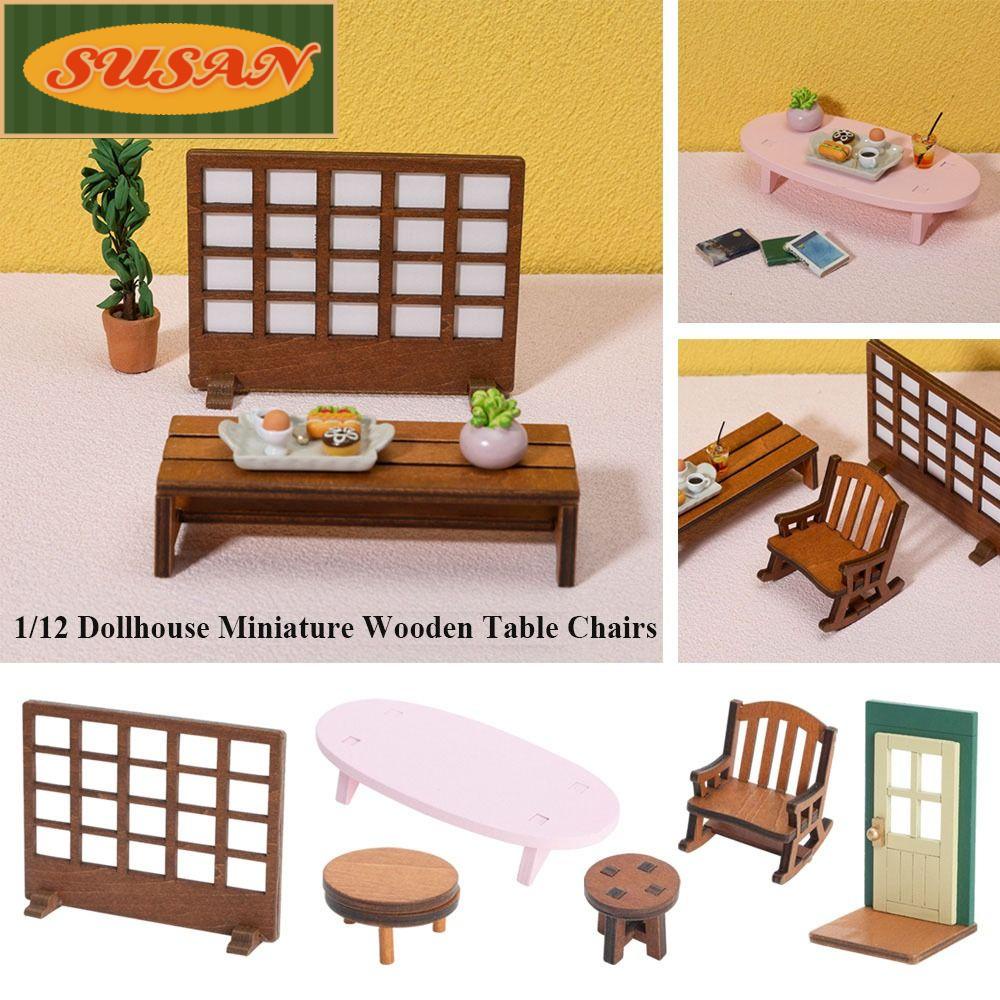 SUSANS Bàn Gỗ Mini Trang Trí Nhà Búp Bê Tỉ Lệ 1 / 12