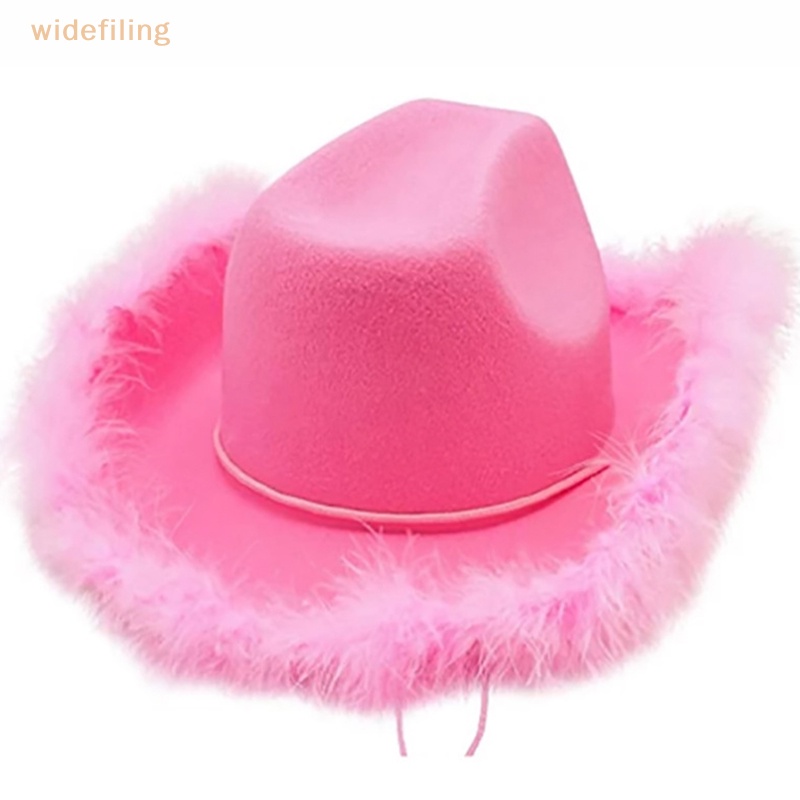 1 Mũ Cao Bồi Rộng Vành Đính Lông Vũ Cho Nữ