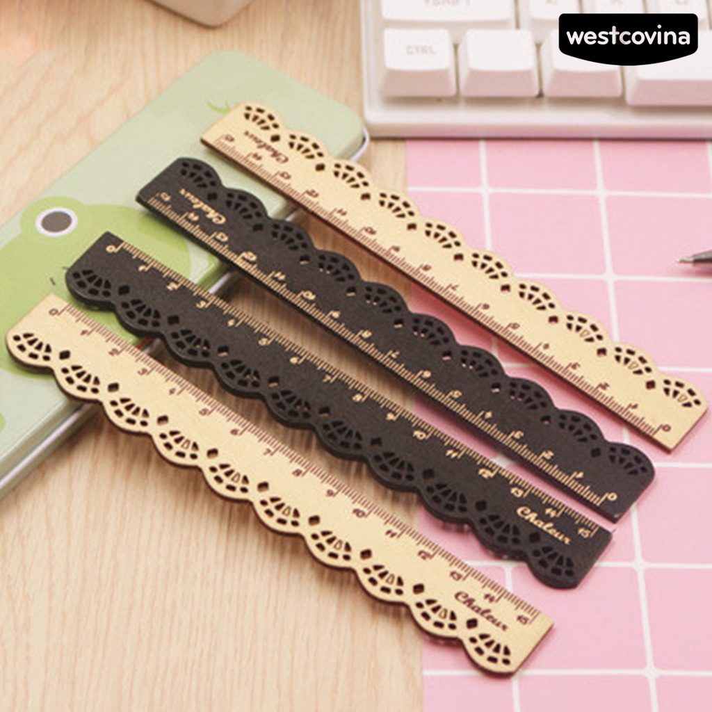 [WSTN] [WSTN]✎Set 2 Thước Gỗ Đo Lường Trong Suốt Thiết Kế Ren Cổ Điển Ngọt Ngào Cho Học Sinh