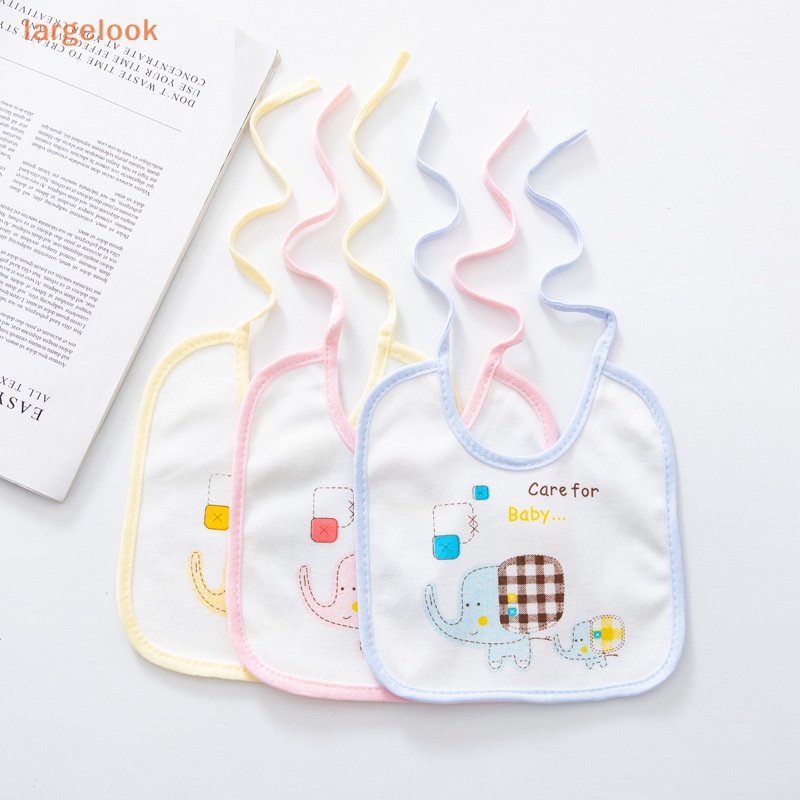 Yếm Ăn Cotton Hai Lớp Chống Thấm Nước Hình Voi Dễ Thương Cho Bé