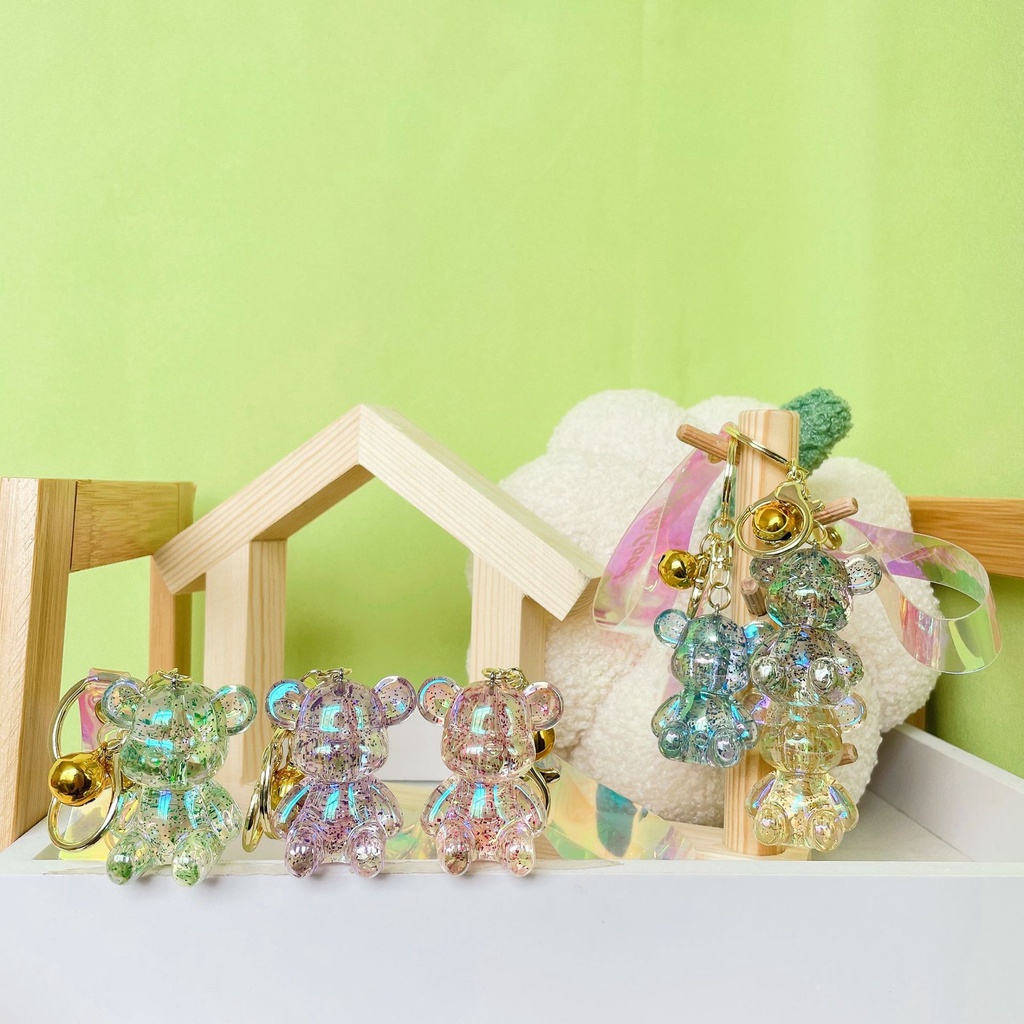Móc Khóa Hình Gấu Bằng Acrylic Đính Pha Lê Nhiều Màu Dễ Thương