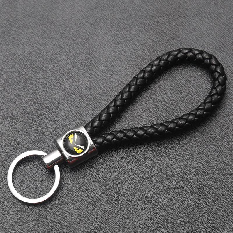 Móc Khóa Dây Da PU Bện Thời Trang Nam Nữ DIY