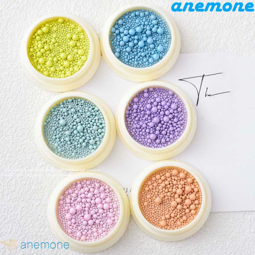 ANEMONE Set 6 Hộp Hạt Thép Tròn Nhiều Màu Sắc Đính Móng Tay Nghệ Thuật