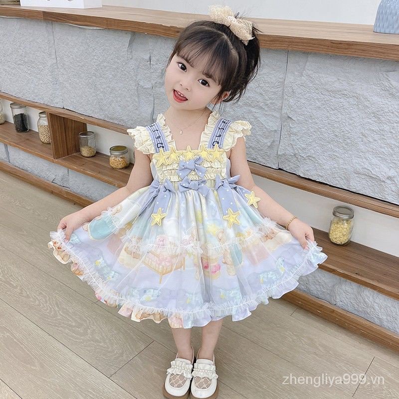 Đầm Công Chúa Lolita Hai Dây Mùa Hè 2023 Phong Cách Mới Cho Bé Gái