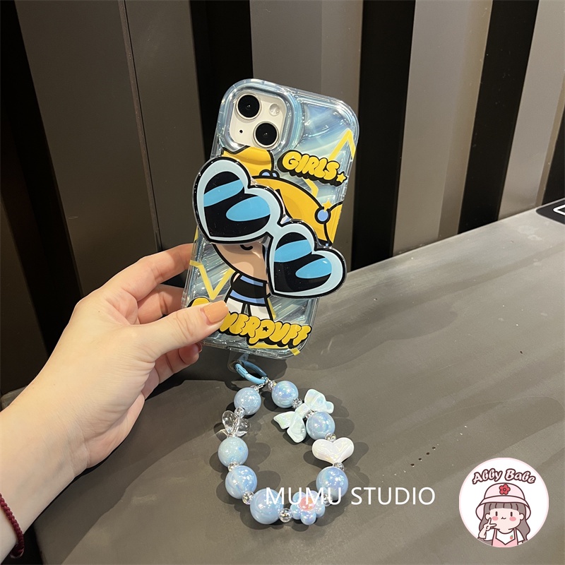 Ốp Điện Thoại TPU Mềm Họa Tiết Powerpuff Girls Gắn Giá Đỡ + Ngăn Đựng Thẻ Chống Bẩn IPhone 14 Pro Max 12 11 Pro Max X XS XR 7Plus
