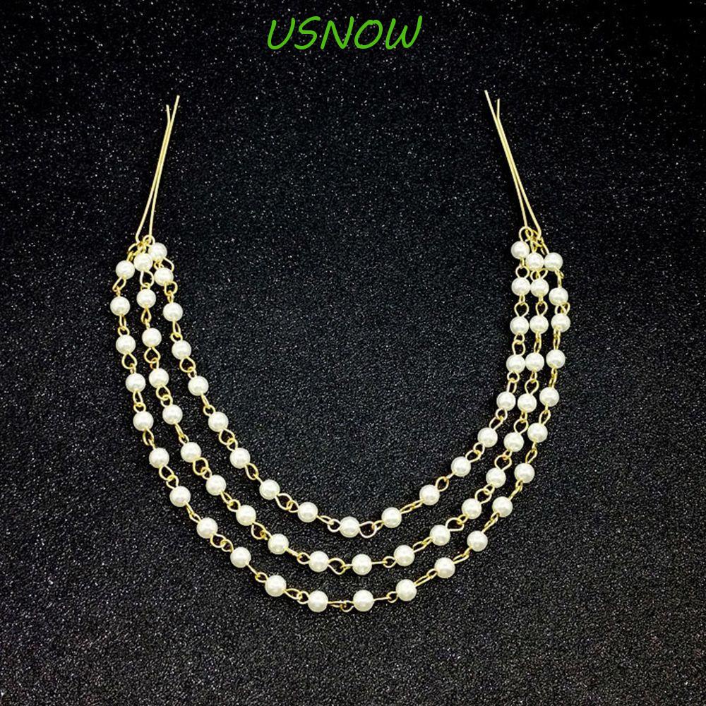 USNOW Kẹp Tóc Dây Xích Tua Rua Đính Đá Mặt Trăng Lấp Lánh Phụ Kiện Mới