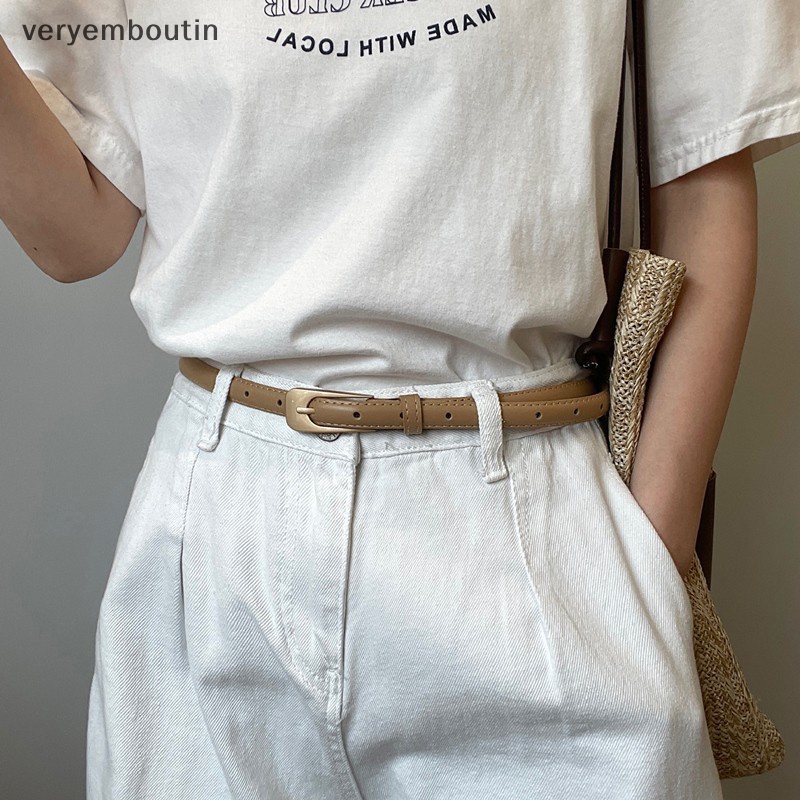 Thắt Lưng Da PU Khóa Kim Loại Kiểu Vintage Thời Trang Cho Nữ