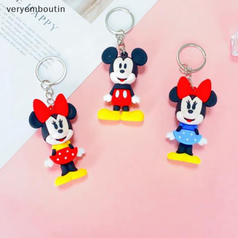 1 Móc Khóa Hình Chuột Mickey / Minnie / Gấu Pooh / Chuột Mickey Bằng Silicon Dễ Thương Cho Cặp Đôi