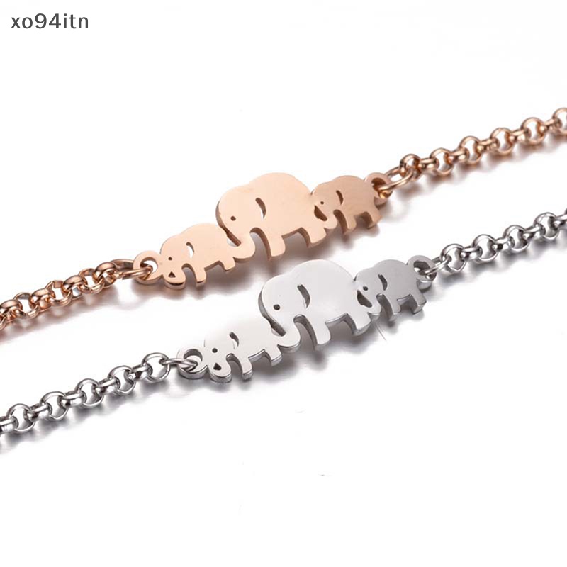 Vòng Đeo Tay Dạng Chuỗi Xích Bằng Thép Không Gỉ Mặt Hình Voi Cho Nữ