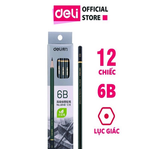Bút chì gỗ Deli 2B/ 10B/ 12B/ 14B/ 4B/ 6B/ 8B/ - hữu ích - dễ cầm - nét đậm - phù hợp