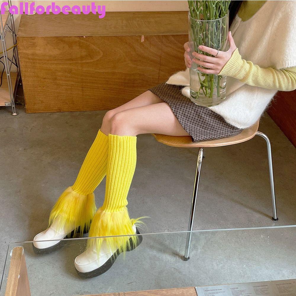 FALLFORBEAUTY Y2k Foot Sock Y2K Harajuku Thanh Lịch Cá Tính Bằng Vải Lông Phong Cách Hàn Quốc