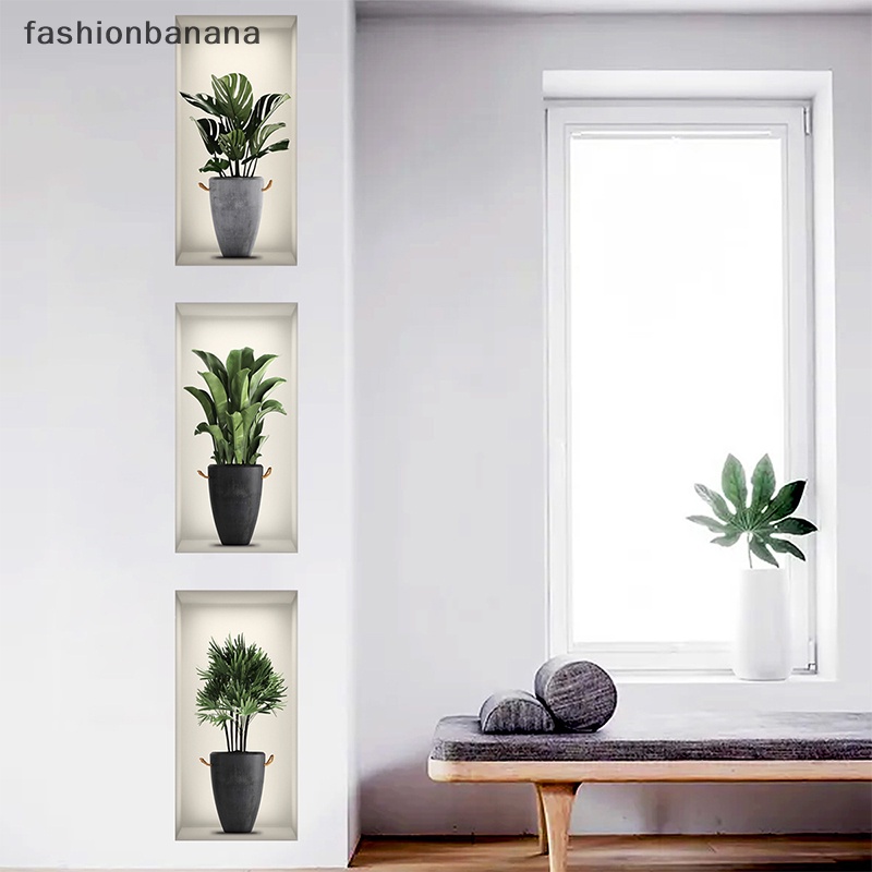 Bộ 3 Tấm Sticker Dán Tường Họa Tiết Cây Xanh 3D Dễ Thương Bắt Mắt