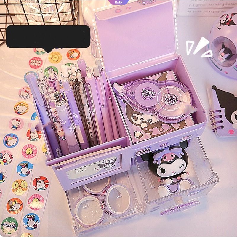 SANRIO Hộp Đựng Bút / Mỹ Phẩm Để Bàn Sức Chứa Lớn Họa Tiết Hoạt Hình My Melody Cinnamoroll Dễ Thương Cho Nữ