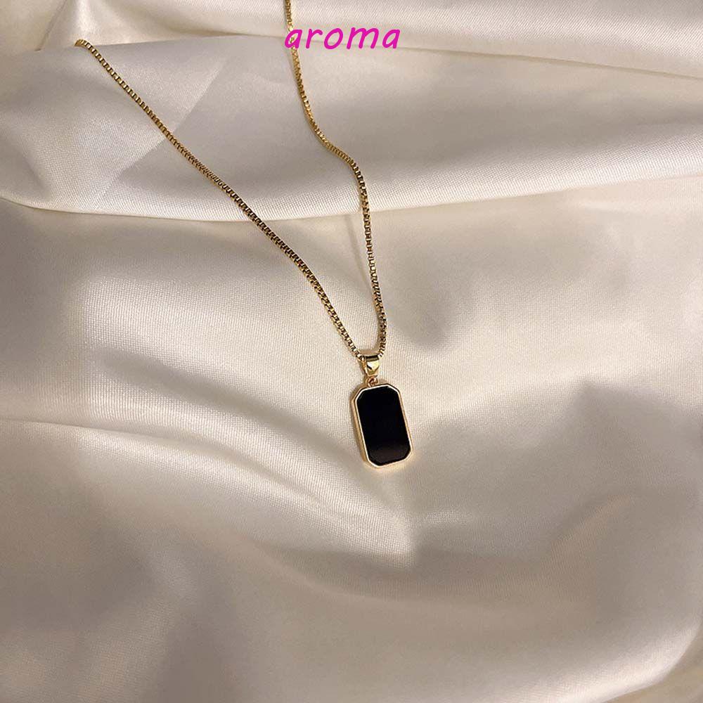 AROMA Vòng cổ Mặt Vuông Đơn Giản Thời Trang Hàn Quốc Cho Nữ