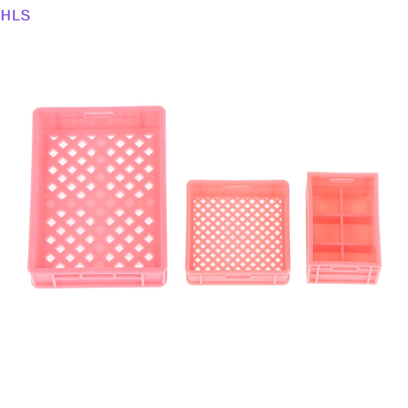 Bộ 3 Giỏ Đan Tay Bằng Nhựa Dùng Đựng Trái Cây / Rau Củ Trang Trí Nhà Búp Bê