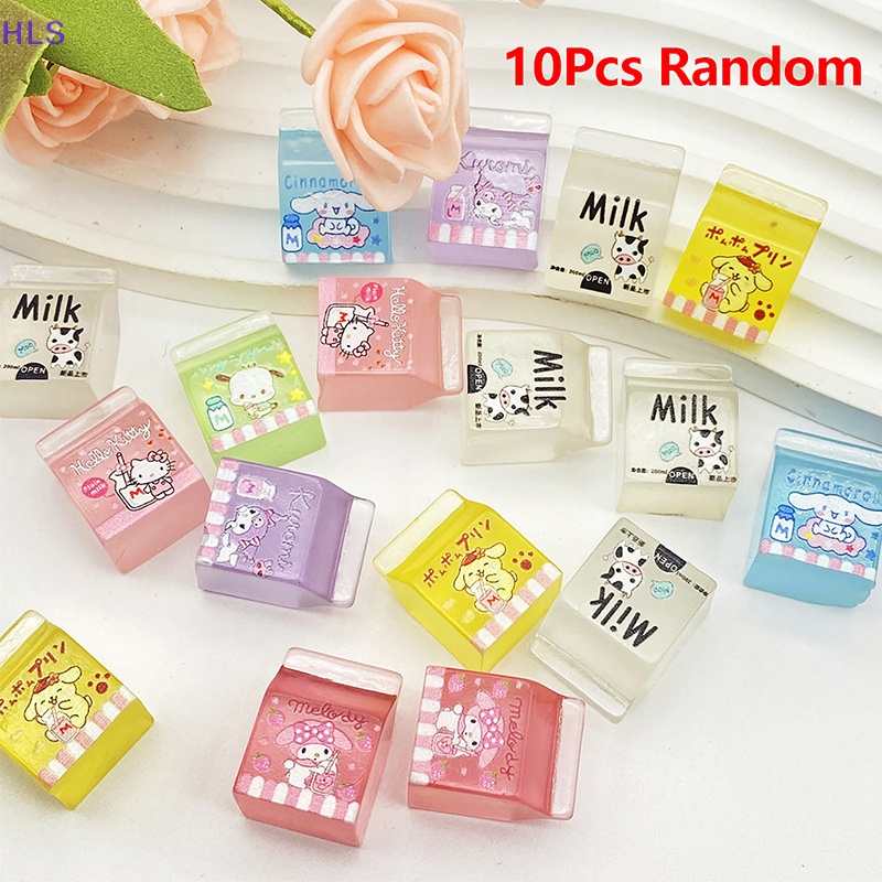 [HLS] Set 10 Miếng Dán Trang Trí Điện Thoại Hình Hộp Sữa Hoạt Hình Kawaii DIY