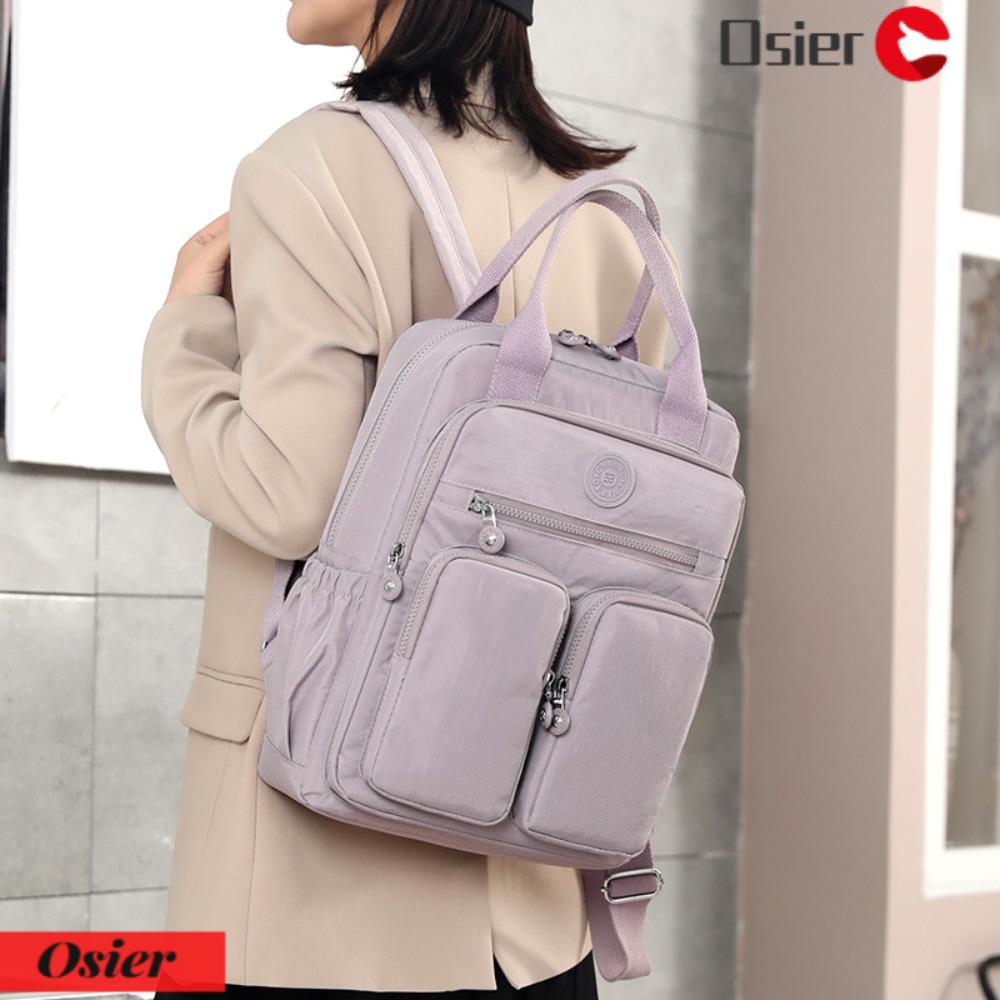 OSIER1 Ba Lô Đi Học / Du Lịch Đựng Laptop Nhiều Ngăn Có Tay Cầm Mềm Mại Chống Thấm Nước Màu Trơn Thời Trang