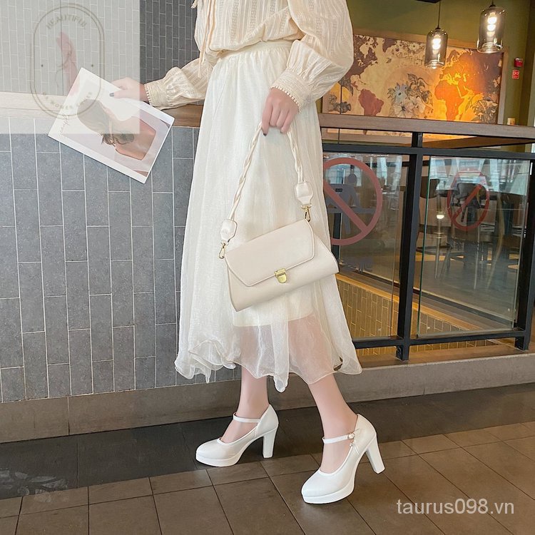 Giày Búp Bê Da PU Mũi Tròn Đế Thấp 3-5cm