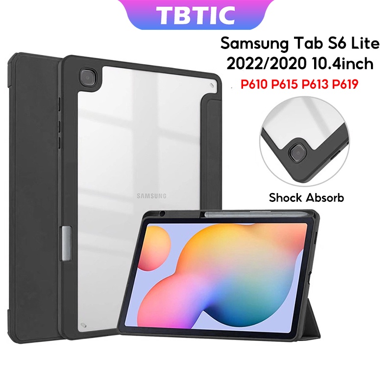 Ốp Điện Thoại Da + Acrylic Trong Suốt Siêu Mỏng Cho Samsung Tab S6Lite 2020 P610 P615 10.4inch S6 Lite 2022 P613 P619