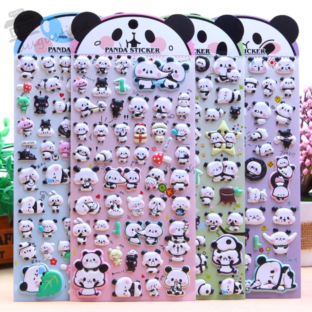 AUGUSTINA Miếng Dán Hình Gấu Trúc 3D Dễ Thương Chống Thấm Nước Trang Trí Vali / Ván Trượt / Hành Lý Cho Bé