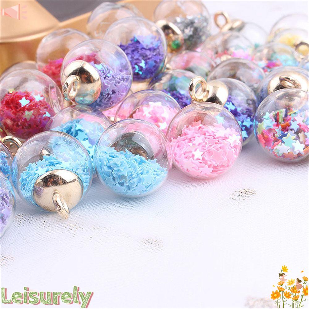 LEILY Set 20 / 20 Hạt Thủy Tinh Trong Suốt Xâu Chuỗi Làm Trang Sức Thủ Công