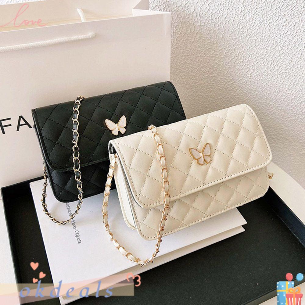 OKDEALS Túi Đeo Chéo Mini Phối Dây Xích Thời Trang Cho Nữ