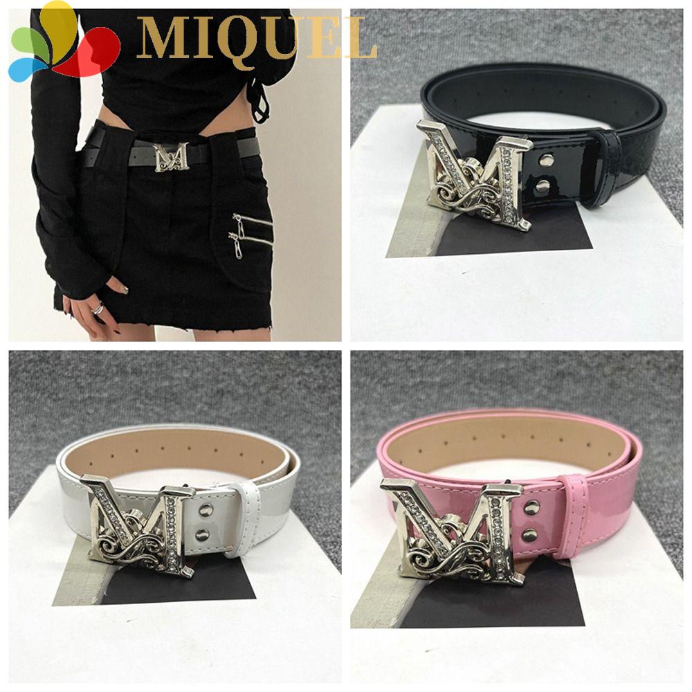 MIQUEL Thắt Lưng Khóa Kim Loại Chữ M Màu Đen Thời Trang Cho Nam Nữ