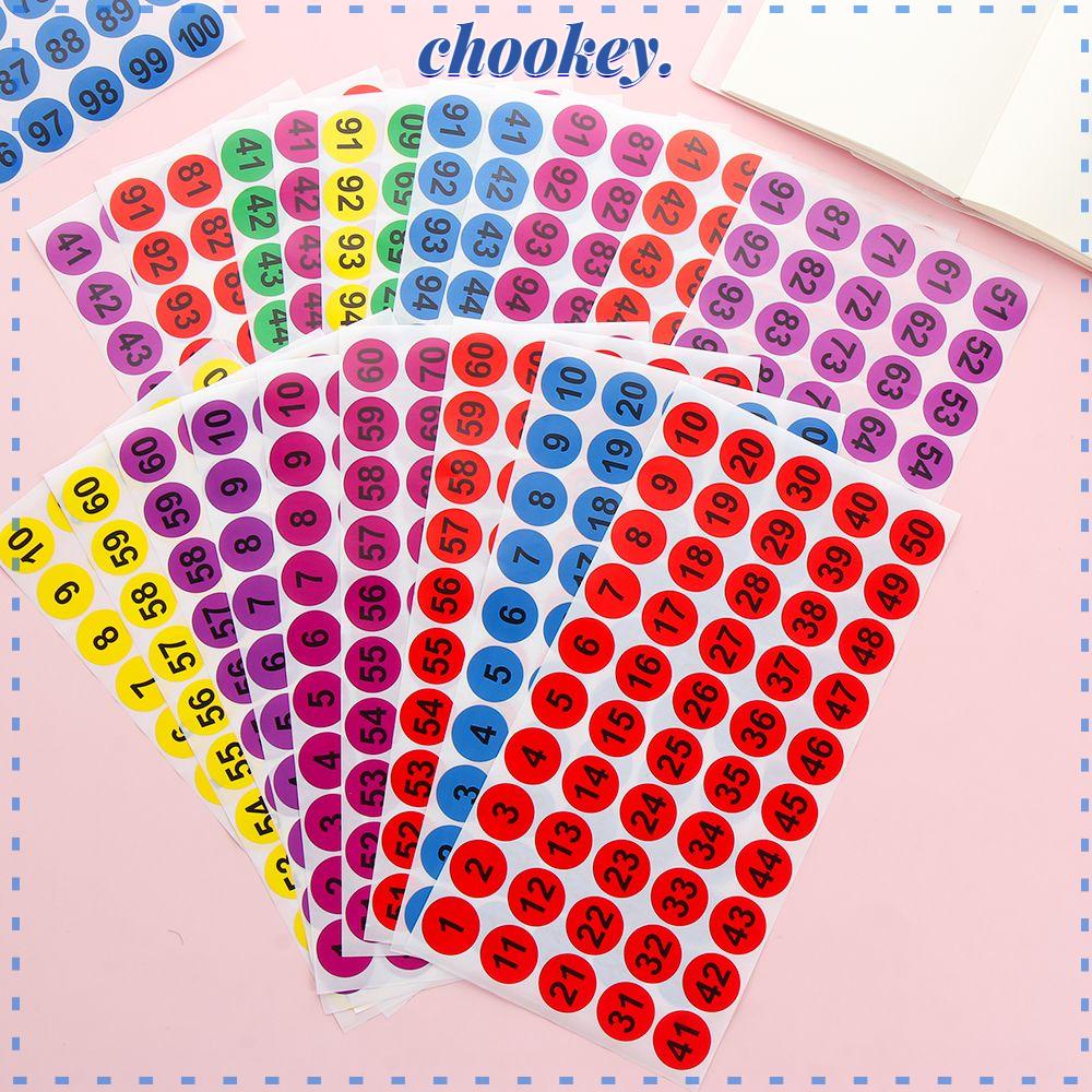 CHOOKEY Set 10 Tấm Sticker Đánh Dấu Số Dán Trang Trí Thủ Công