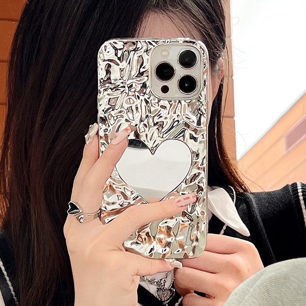 Ốp Điện Thoại Silicon Tráng Gương Hình Trái Tim Lấp Lánh Cho iPhone 11 12 13 14 Pro Max