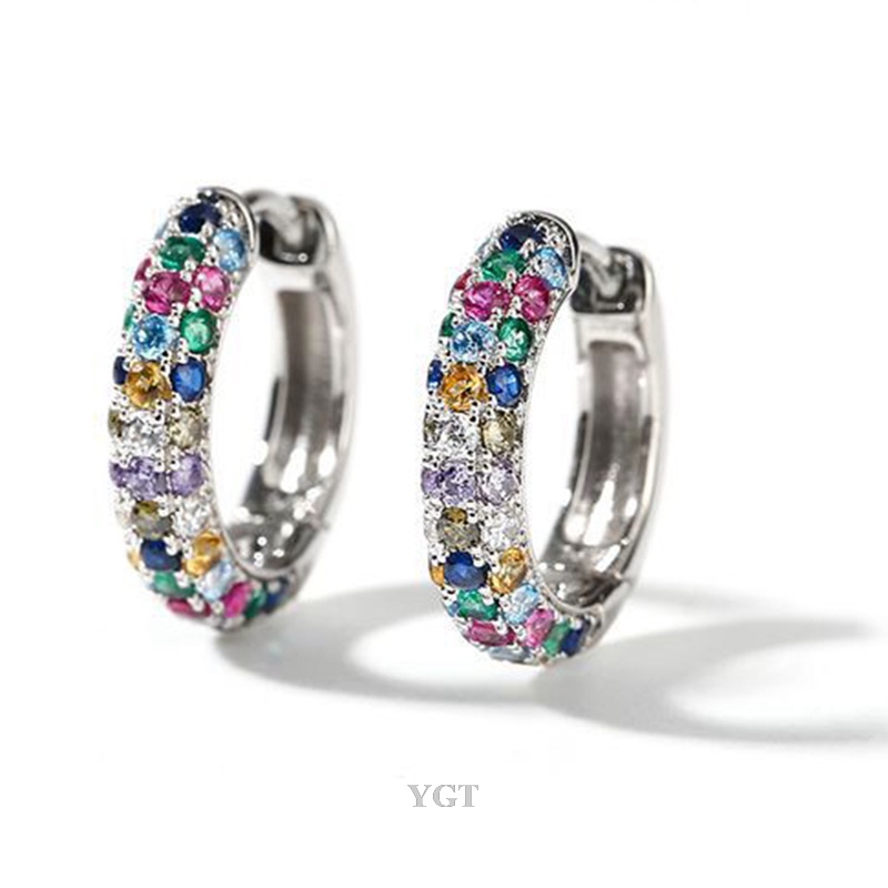 Bộ Khuyên Tai Vòng Tròn Màu Bạc Mini Sang Trọng Hợp Thời Trang