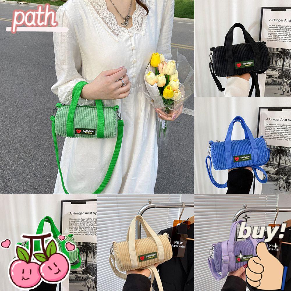 PATH Túi Đeo Vai Nhung Kẻ Màu Sắc Giản Dị Thời Trang Dành Cho Nữ