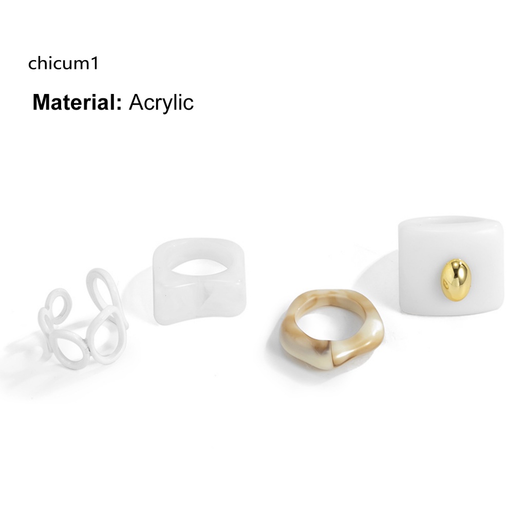 Set 4 Nhẫn Acrylic Phong Cách Vintage Dành Cho Nữ