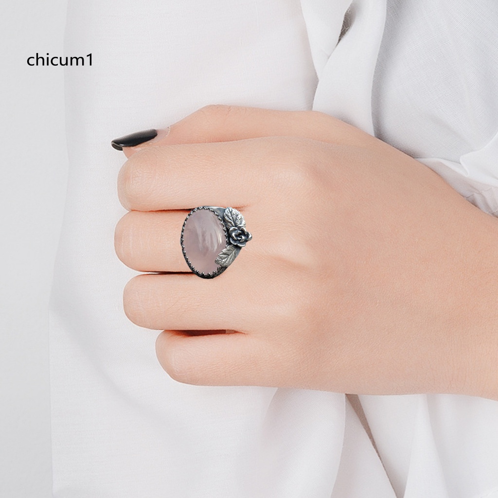 Nhẫn Hợp Kim Chạm Khắc Hoa Lá Đính Đá Phong Cách Cổ Điển Cho Nữ