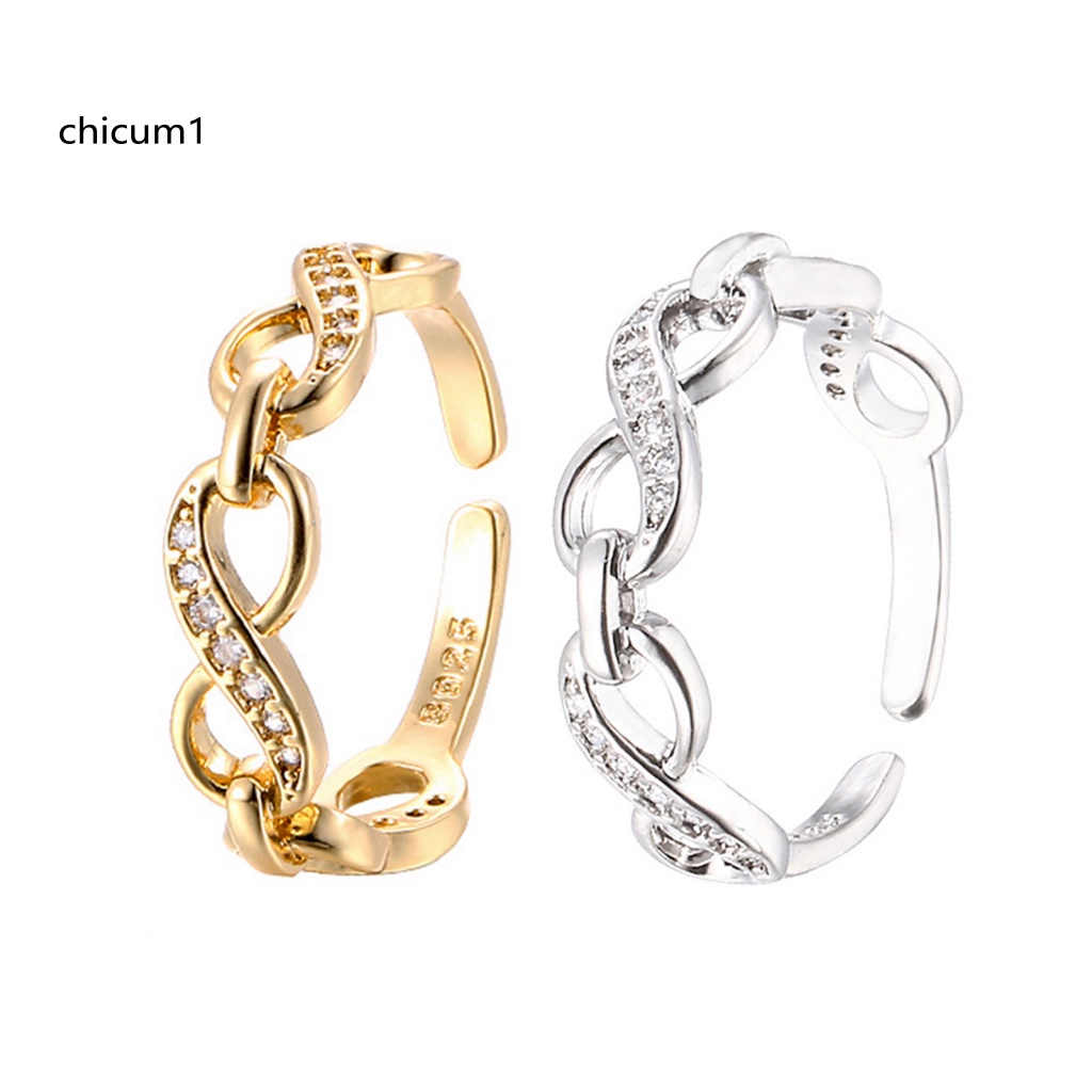 Nhẫn Hở Hình Số 8 Đính Đá Lấp Lánh Tùy Chỉnh Thời Trang Cho Nữ