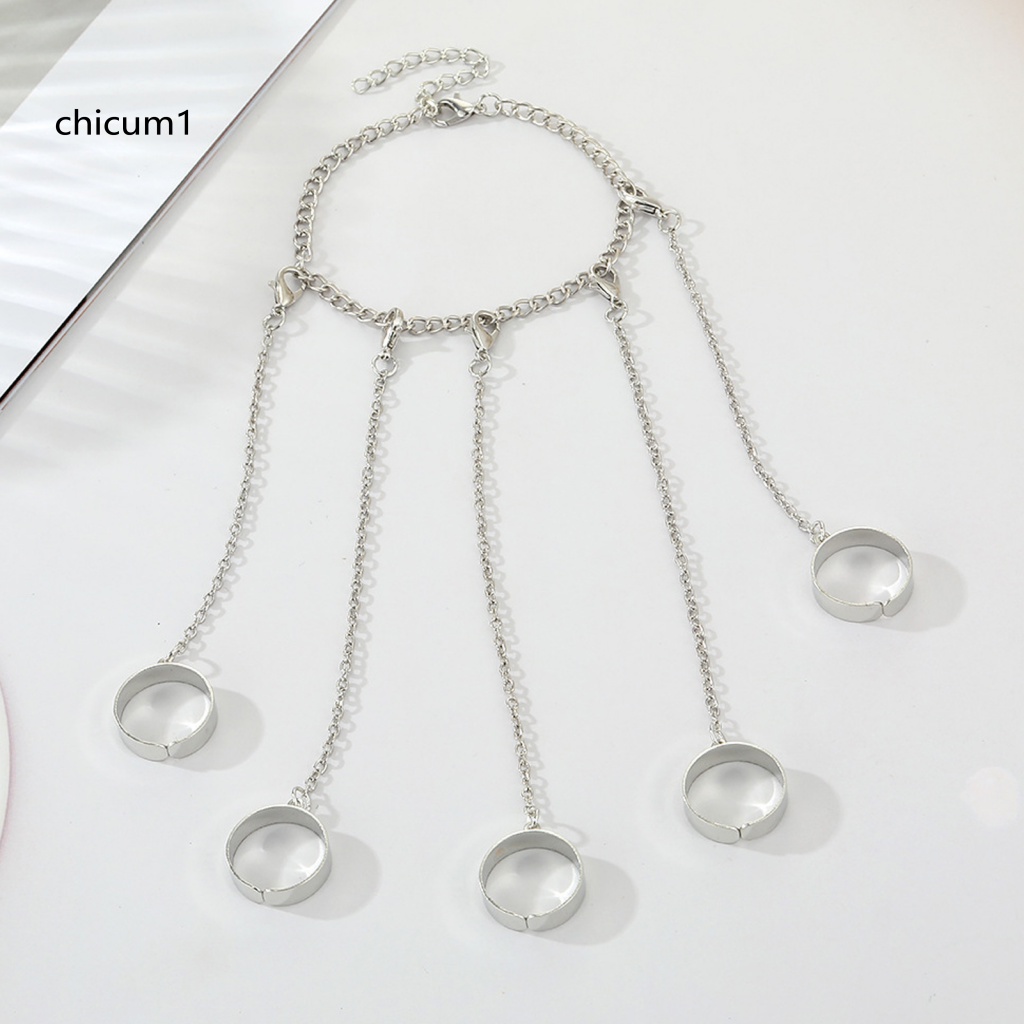 Vòng Tay Kèm Nhẫn Dạng Mở Phong Cách Punk Unisex